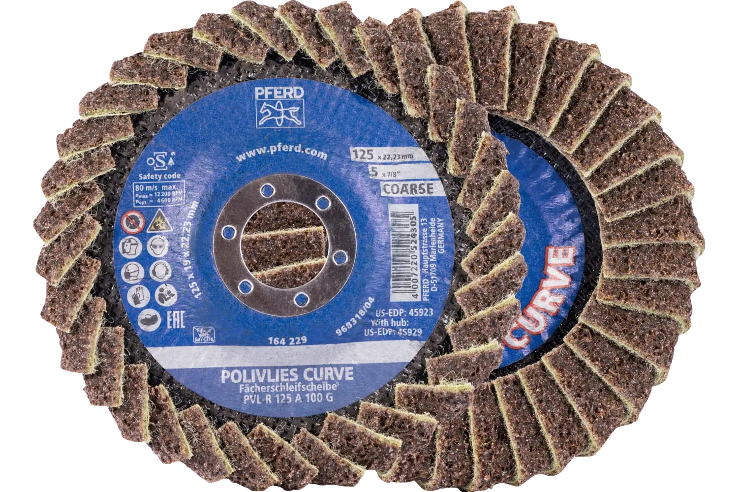 Picture of Pferd Flap Disc, PVL-R, Polivlies® Curve, 5" x 7/8, Coarse, Aluminum oxide